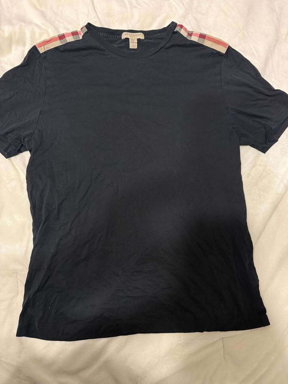 Burberry Brit Check Trim T-Shirt Size S Black Cotton